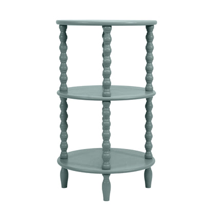 Wood Table with 2 Shelves & Turned Legs