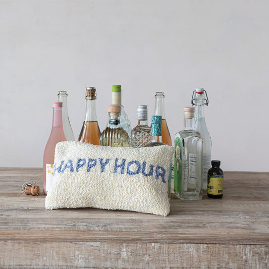 Cotton Tufted Lumbar Pillow "Happy Hour"
