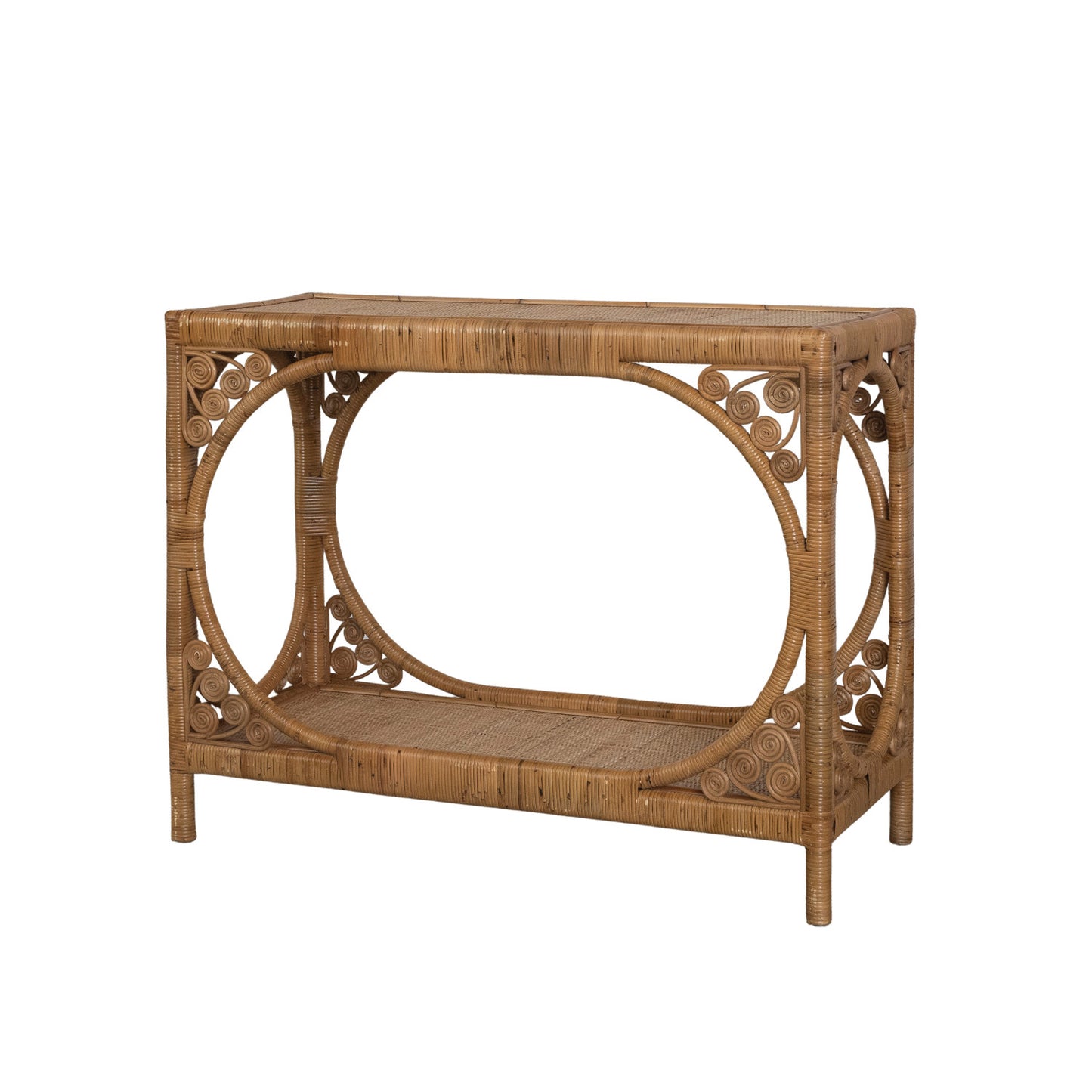 Hand-Woven Rattan Console Table
