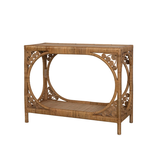 Hand-Woven Rattan Console Table