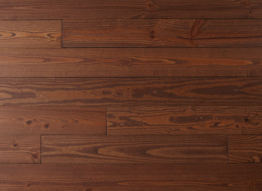 Close-up of a wooden floor with a rich brown finish